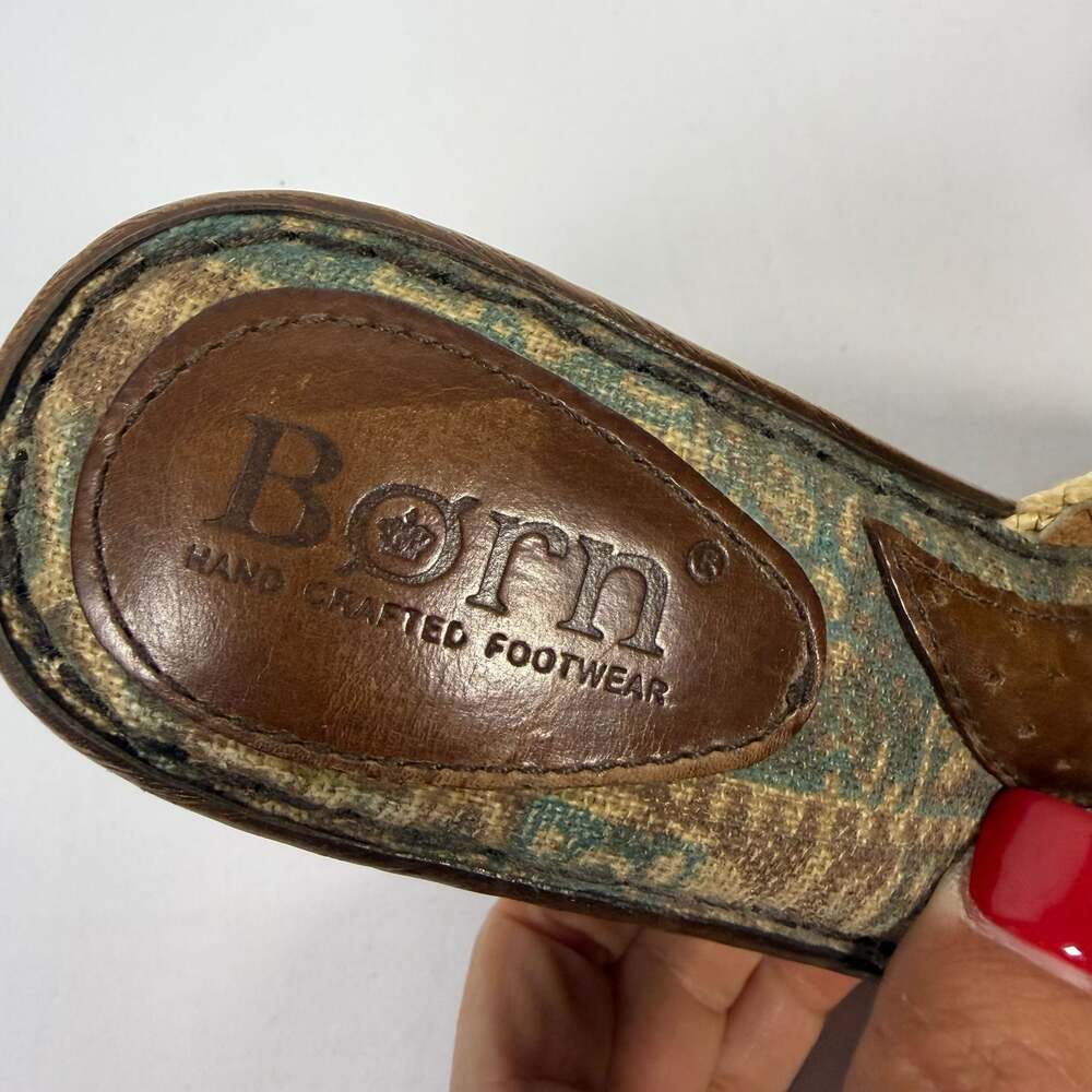 Born W62238 Tweed Raffia Wedge Platform Thong Sandals - Picture 4 of 7